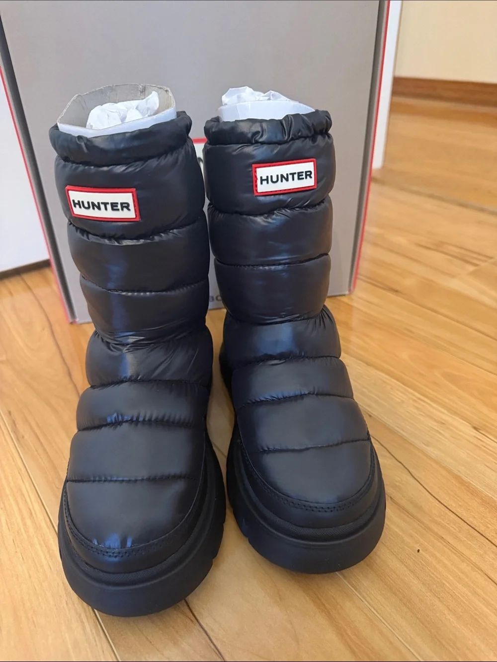Hunter Black Quilted Puff Winter Boots